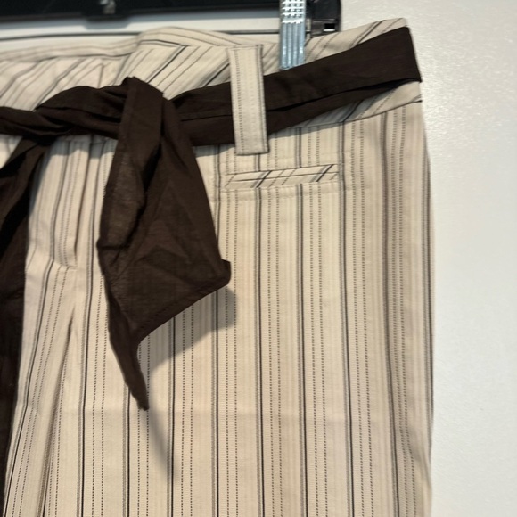 NWOT The Loft Marisa Sz: 8 Wide Leg Cream Vertical Striped Dress Pant w/tie Belt - Picture 8 of 13